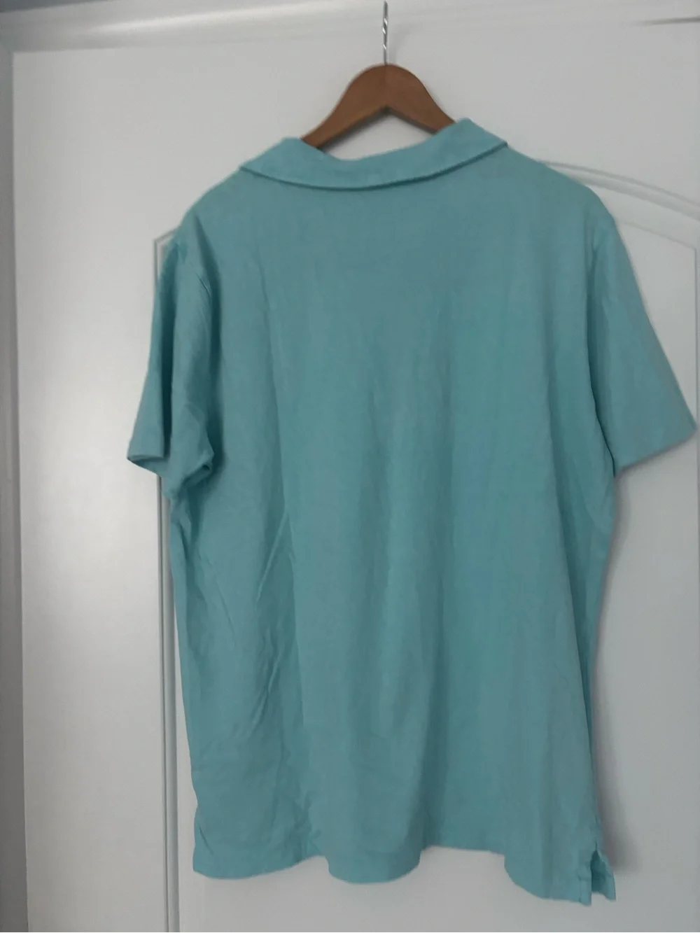 NWT Polo Ralph Lauren Cotton-Linen Johnny Collar Pocket Polo Shirt Aqua Blue M